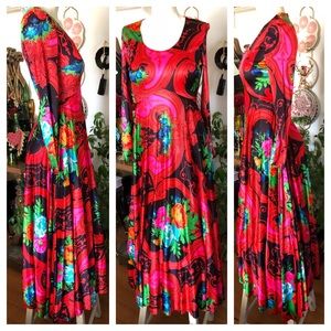 Vintage 60’s 70’s Mod Floral Maxi Dress